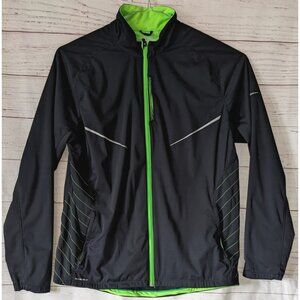 Saucony Men's Jacket Black Full Zip Flex Shell Run Shield Windbreaker Hologram L